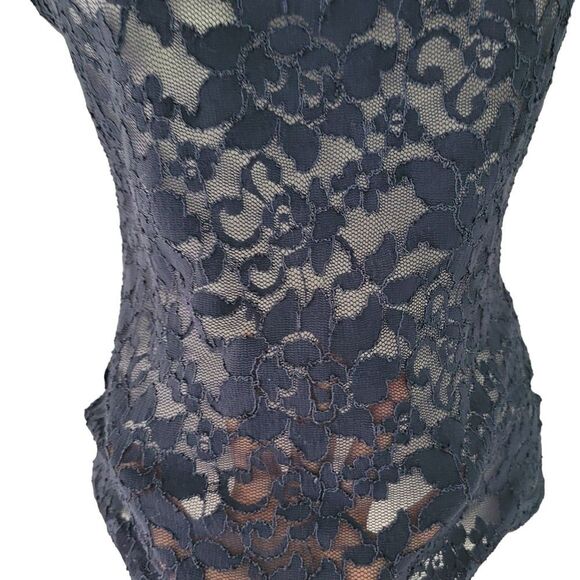 BCBGMAXAZRIA  Irini Navy Blue Lace Tank Top Shirt Sleeveless Small - Picture 6 of 9